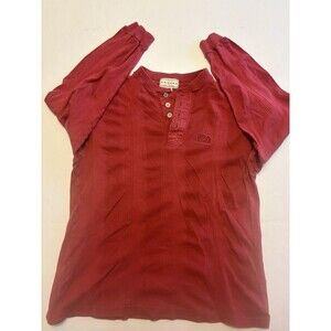 Arizona Jean Company Men’s M Red Long Sleeve Henley Solid Knit Cotton Logo Tee